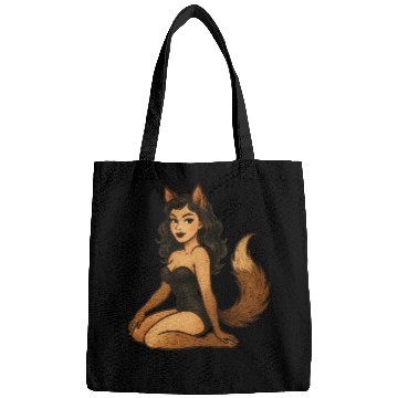 Discover Enchanted Wolf Girl Illustration Bags