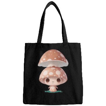 Discover Cute Mushroom Character Illustration Bags
