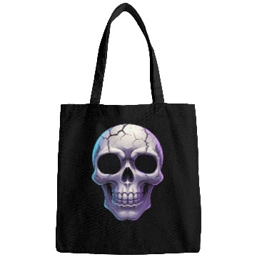 Discover Cracked Midnight Skull Illustration Bags