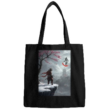 Discover Samurai Warrior Under Cherry Blossom Tree Bags