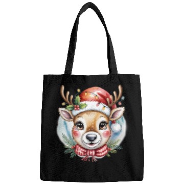 Discover Cute Rudolph Reindeer Watercolor Christmas Art Bags