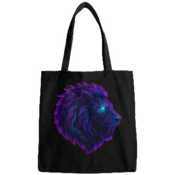 Discover Neon Roar Cyberpunk Lion Head Bags