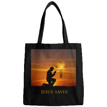 Discover Kneeling Prayer with Crowned Cross Scene Bags