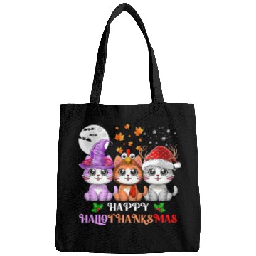 Discover Happy HalloThanksMas Cute Cats Lover Bags