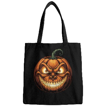 Discover Menacing Jack-o'-Lantern Face Illustration Bags