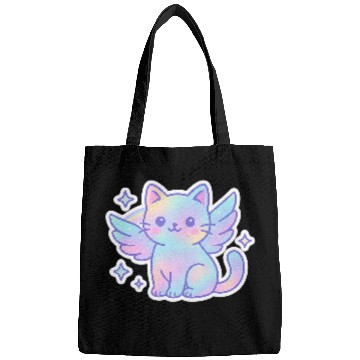 Discover Celestial Winged Cat Illustration Bags