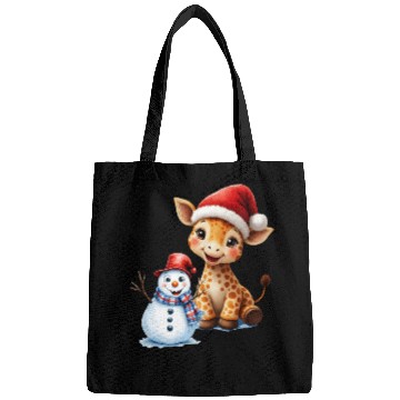 Discover Festive Giraffe and Snowman Holiday Design Bags