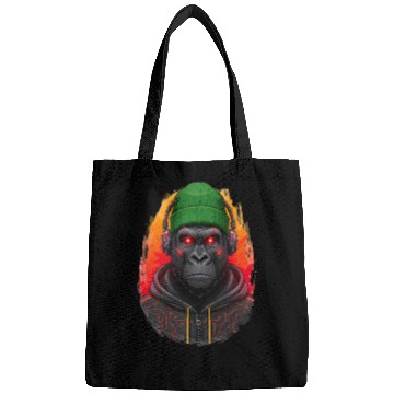 Discover Cyberpunk Gorilla Digital Art Bags