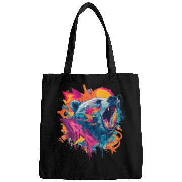 Discover Vibrant Roaring Bear Graffiti Design Bags