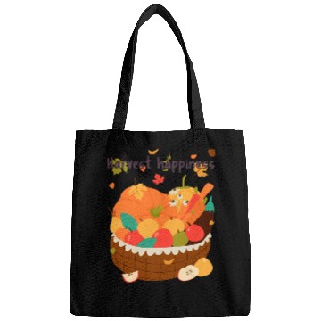 Discover Harvest Happiness Fall Produce Illustration Bags