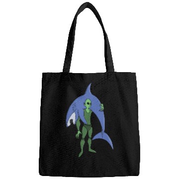 Discover Alien Diver with Shark Funny Sci-Fi Bags