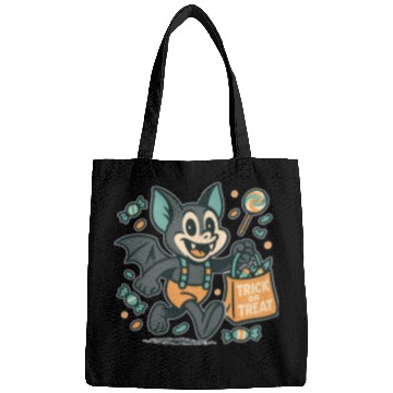 Discover Cute Bat with Candy Bag Halloween Design Bags