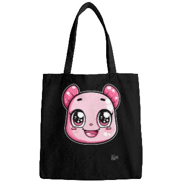 Discover Kawaii Pink Bear Face Illustration Bags