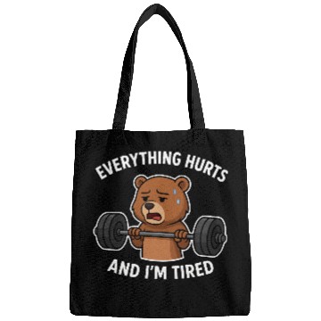 Discover Bear Lifting Weights with Sad Expression Bags