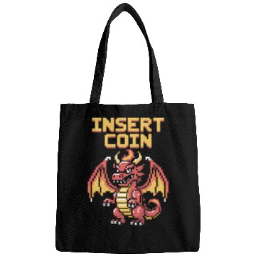 Discover Pixel Art Retro Dragon Insert Coin Design Bags