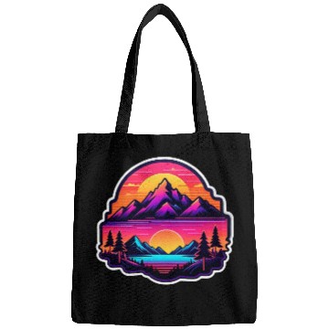 Discover Neon Mountain Sunset Landscape Bags
