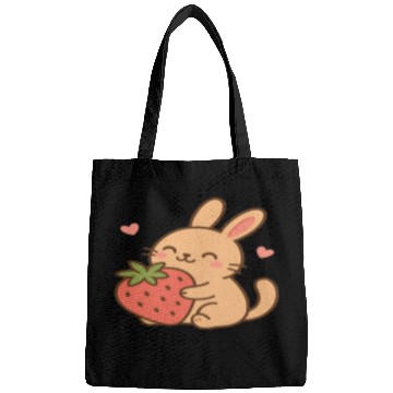 Discover Cute Bunny Embracing Strawberry Design Bags