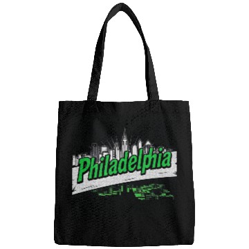 Discover Philadelphia Skyline Neon Design Bags