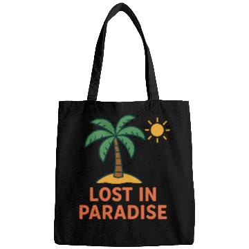 Discover Tropical Sunset Palm Illustration Bags
