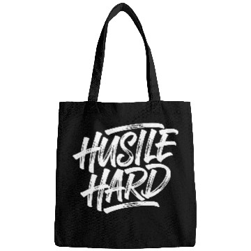 Discover Hustle Hard Motivational Typography Bags