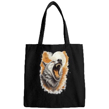 Discover Howling Wolf Under Full Moon Bags