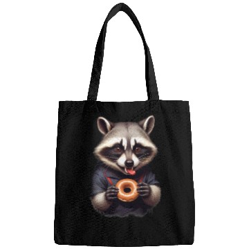 Discover Vampire Racoon with Donut Illustration Bags