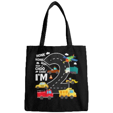 Discover Kids Birthday 2 Traffic Vehicles Number Two Design Bags
