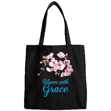 Discover Cherry Blossom Bloom with Grace Text Bags