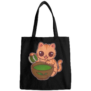 Discover Kawaii Cat Barista Making Matcha Tea Bags
