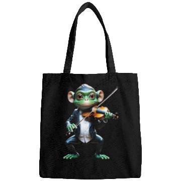 Discover Elegant Monkey Playing Violin Art Bags