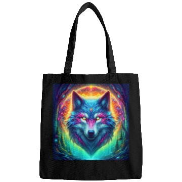 Discover Mystic Luminescent Wolf Artwork Bags