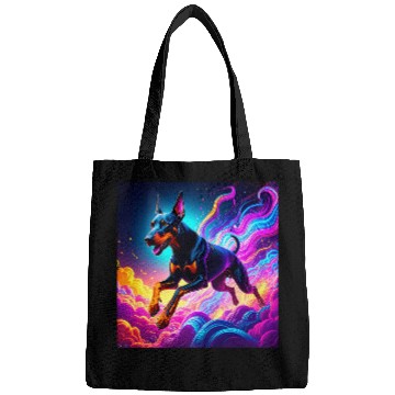 Discover Neon Doberman Illustration Bags