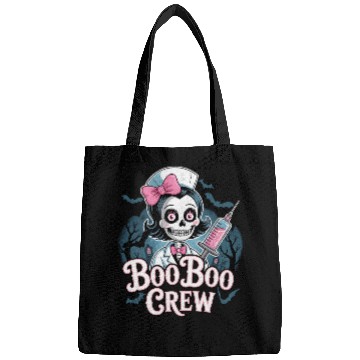 Discover Gothic Nurse Skeleton with BooBoo Crew Text Bags