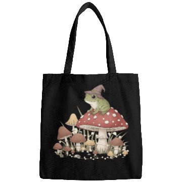 Discover Whimsical Forest Frog in Magic Mushroom Scene Bags