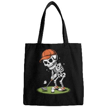 Discover Playful Skeleton Golfer with Cap Bags