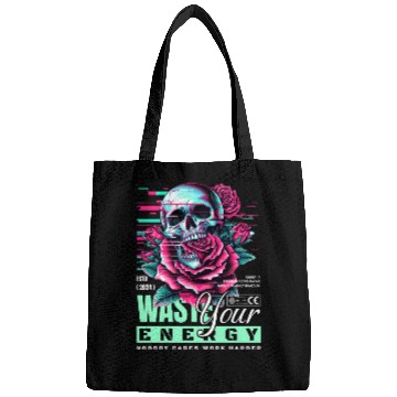 Discover Vivid Skull with Roses Neon Artwork Bags