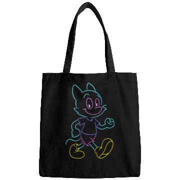 Discover Colorful Neon Cat Running Design Bags