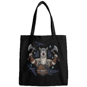 Discover Viking Alpaca Warrior Illustration Bags