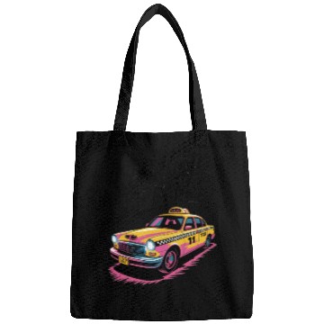 Discover Vibrant Taxi Dreams Illustration Bags