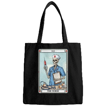 Discover Skeleton Nurse Tarot Card Halloween Bags
