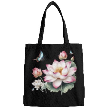 Discover Light Pink Lotus and Butterflies  Bags