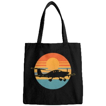 Discover Sunset Pilot Aircraft Illustration Bags