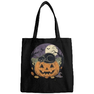 Discover Spooky Cat Nap Pumpkin | Halloween Party Design Bags