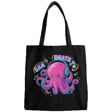 Discover Music Loving Octopus in Vibrant Neon Style Bags