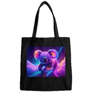 Discover Neon Koala in Cosmic Dreamscape Bags