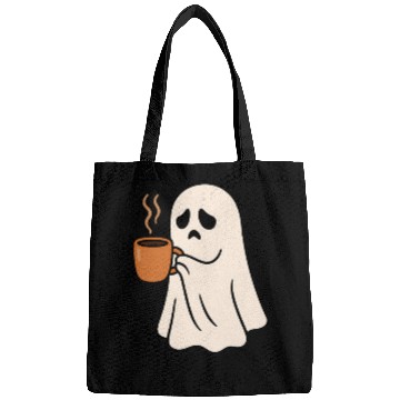 Discover Spooky Ghost with Coffee Mug Design Bags