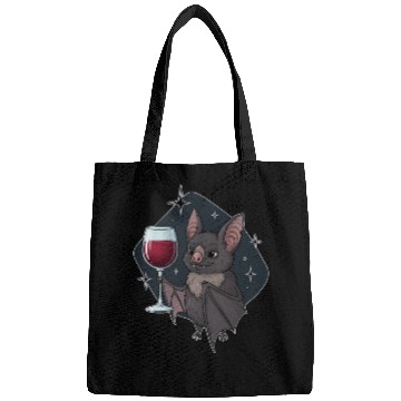 Discover Charming Bat with Wine Glass Illustration Bags