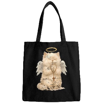 Discover Heavenly Praying Cat with Angel Wings Bags