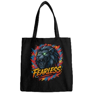 Discover Fearless Lion with Neon Eyes Design Bags