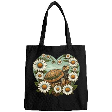 Discover Turtle surrounded by Daisy Heart Design Bags